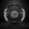 Volant personnalisé Audi RS alcantara noir coutures orange et carbone forgé — vue face
